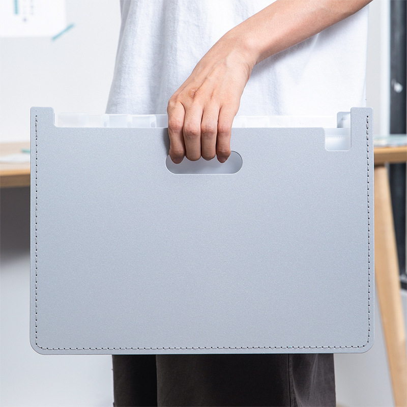 得力 63951 立式伸缩风琴包 横款 13格 浅灰色按个销售