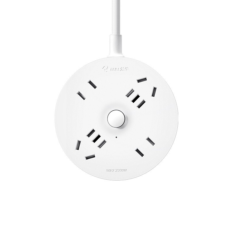 公牛 GN-R2220 圆形插座 单控四联插座（新） 1.8米 白色按个销售