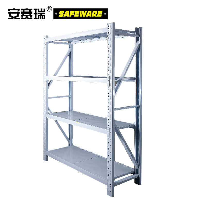 安赛瑞 13317 钢制四层仓储货架（主架） 150*40*200cm，四层主架 白色按个销售