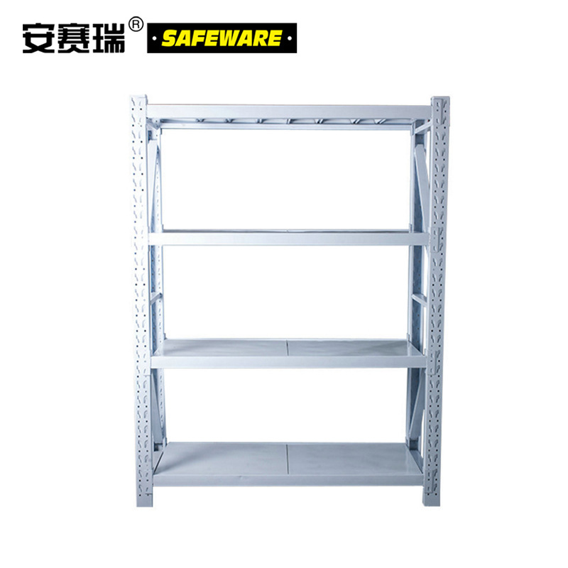 安赛瑞 13317 钢制四层仓储货架（主架） 150*40*200cm，四层主架 白色按个销售