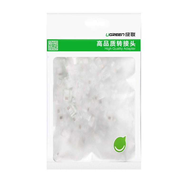 绿联 80106 6P2C电话线水晶接头 100个/包 白色按包销售