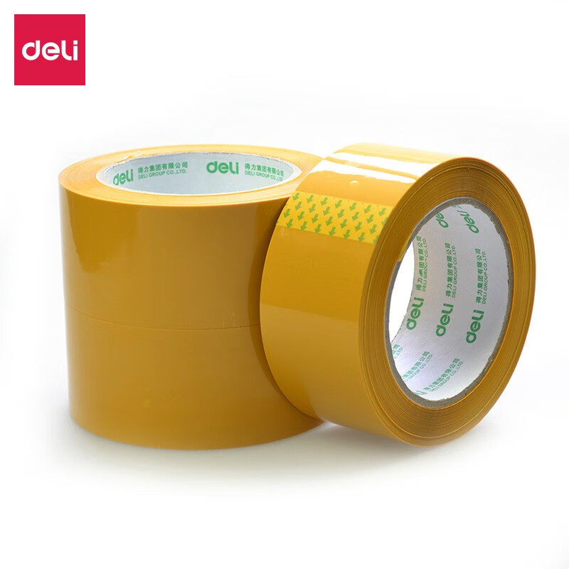 得力 30359 高品质封箱胶带 60mm*100y*50μ 米黄色 6卷/筒按筒销售
