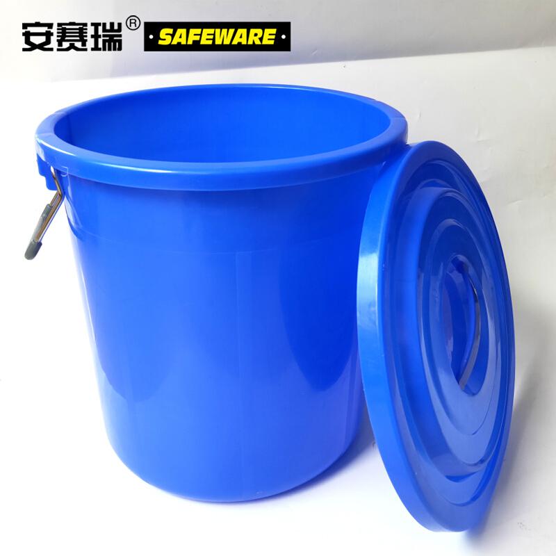 安赛瑞 24384 大号塑料圆桶有盖 100L 蓝色按（套）销售