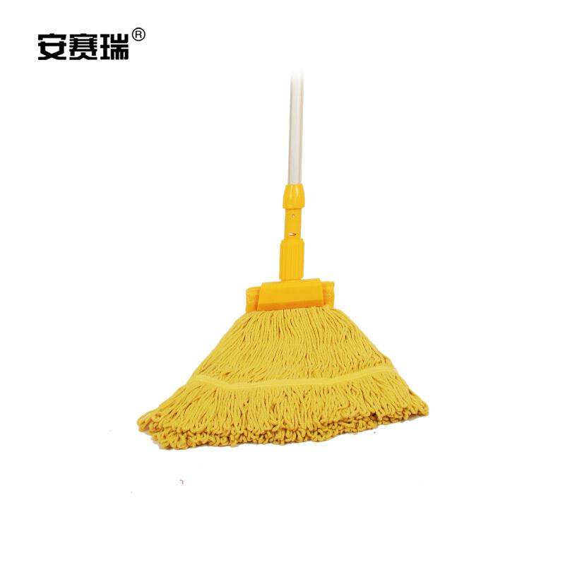 安赛瑞 24449 美式加厚拖把夹式蜡拖 杆长120cm 黄色按把销售