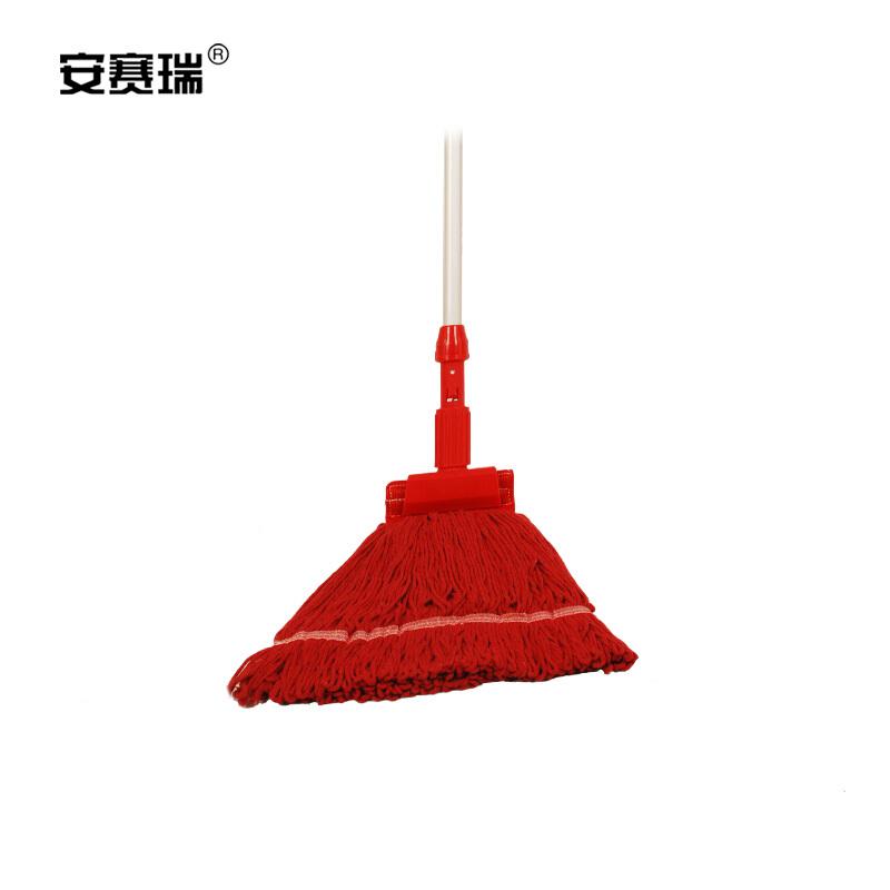 安赛瑞 24450 美式加厚拖把夹式蜡拖 杆长120cm 红色按把销售