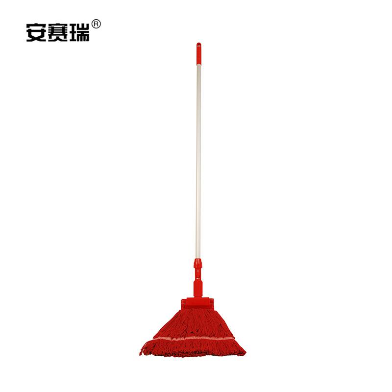 安赛瑞 24450 美式加厚拖把夹式蜡拖 杆长120cm 红色按把销售
