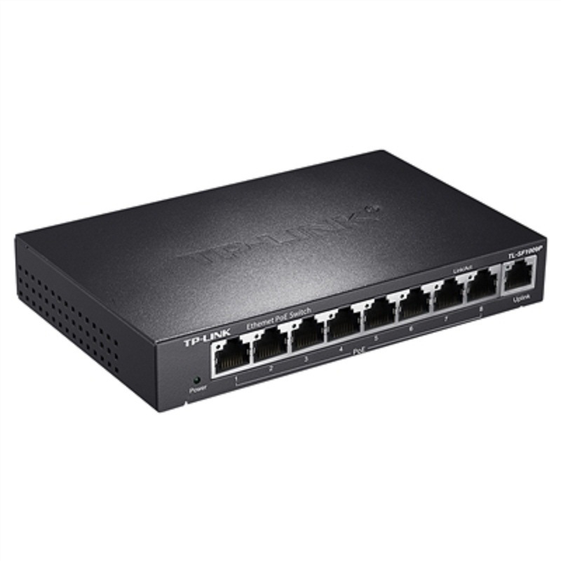 TP-LINK TL-SF1009P 9口POE网络交换机 PoE交换机 8FE(PoE)+1FE 黑色按件销售