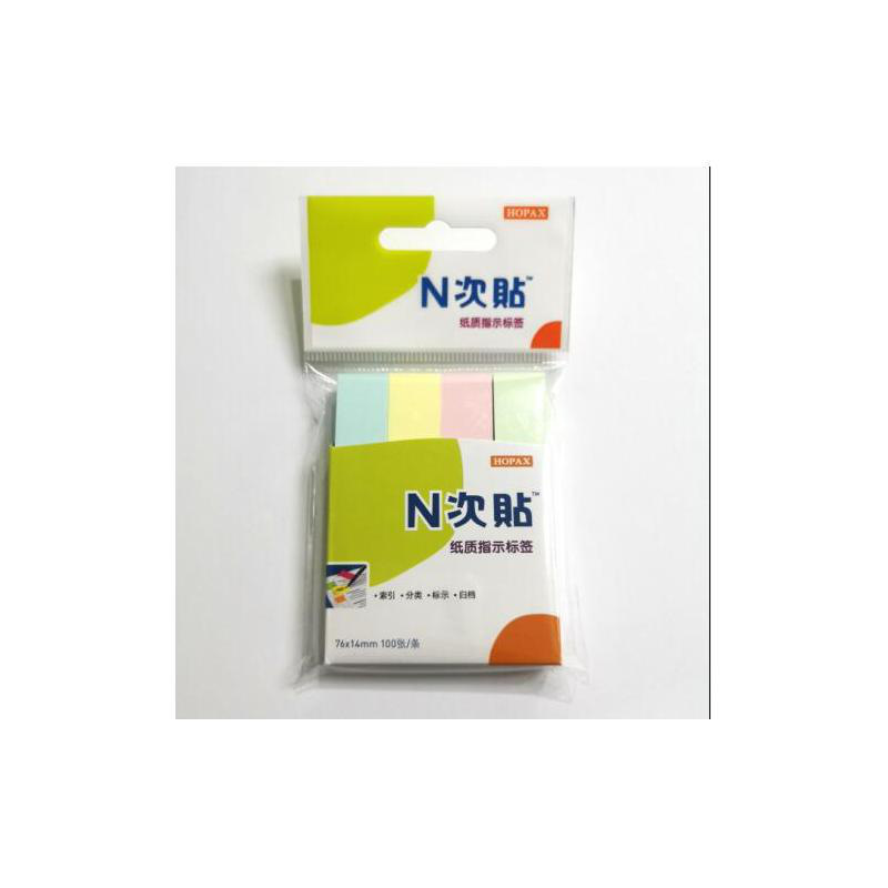 N次贴 34017 指示标签便条纸 76*14mm*4 (荧光4色) 100页/条 4条/包按包销售
