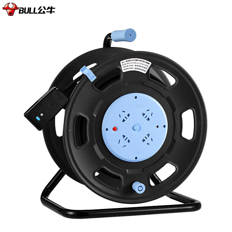 公牛 GN-806DN 超功率保护 漏电保护电缆卷盘插座 插排 线粗1.5平方 工程专用 50米 蓝黑色按个销售