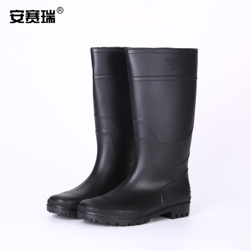安赛瑞 16061 高筒PVC塑胶雨鞋 39码 黑色按双销售