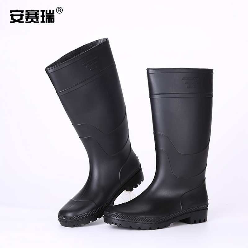 安赛瑞 16061 高筒PVC塑胶雨鞋 39码 黑色按双销售