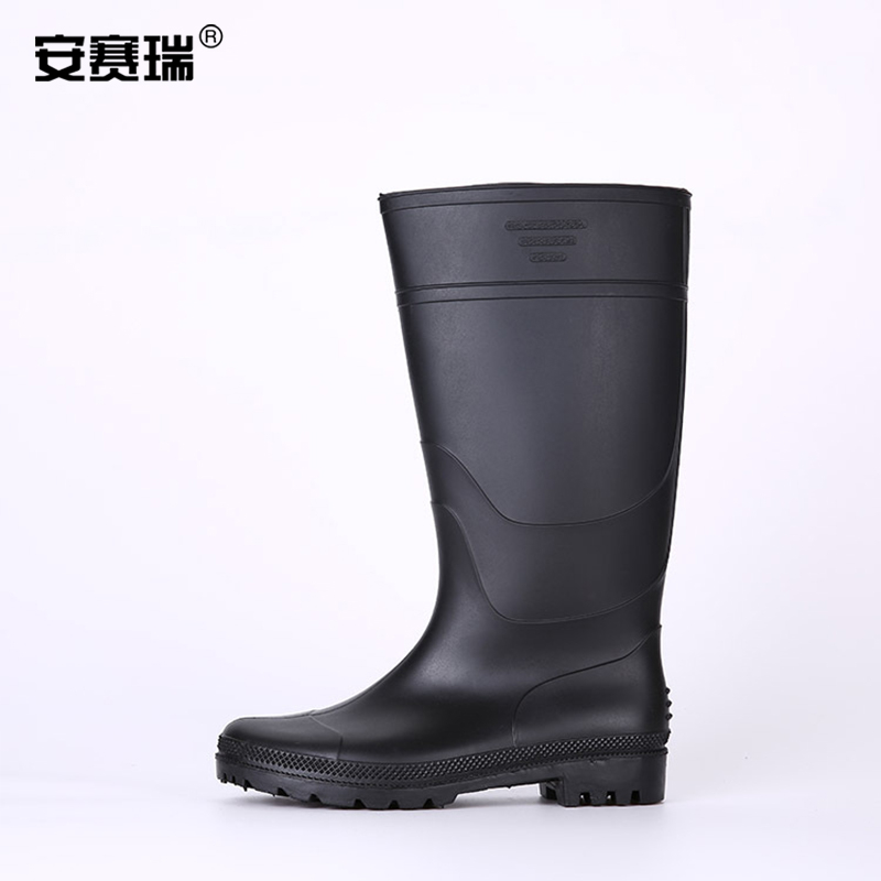 安赛瑞 16061 高筒PVC塑胶雨鞋 39码 黑色按双销售