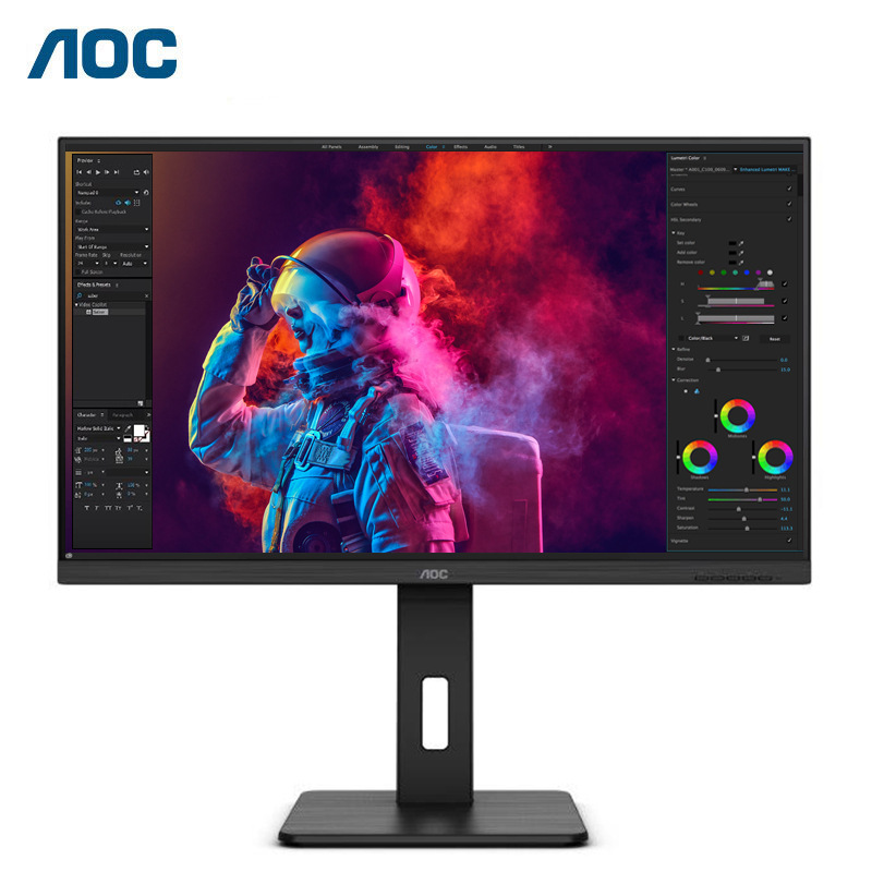 AOC U32P2C 液晶显示器 31.5英寸4K 黑色按台销售