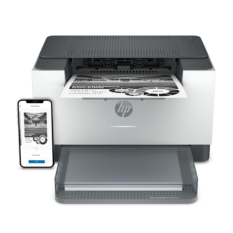 惠普 LaserJet M208dw 黑白激光打印机 A4 灰白色  仅打印、无线网络、自动双面按台销售