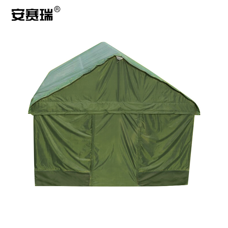 安赛瑞 26039 救灾帐篷 三层加厚帆布 大型工地施工帐篷保暖防雨雪 工程救灾户外军绿棉帐篷 L2型 2×3米按(顶)销售