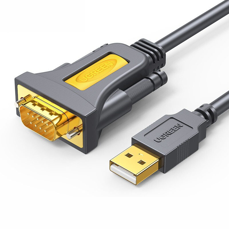 绿联 20222 USB转RS232串口线 2米 黑色 USB转DB9针公头转接线/调试线按根销售