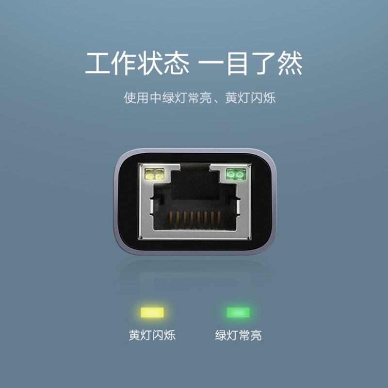 绿联 50737 Type-C千兆有线网卡 USB-C转RJ45网口转换器网线转接头 通用苹果Mac华为小米笔记本电脑手机直播转接头按个销售