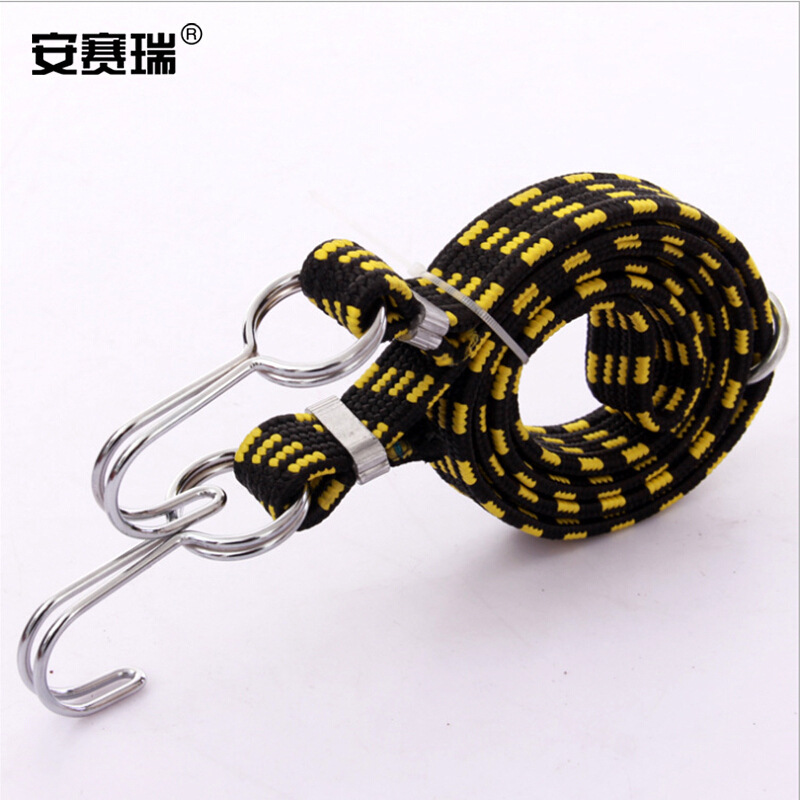 安赛瑞 25079 弹力捆绑绳 3cm×2m 黑黄色  3条起订按条销售