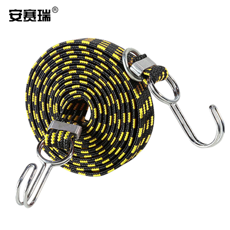 安赛瑞 25084 弹力捆绑绳 3cm×4m 黑黄色  2条起订按条销售