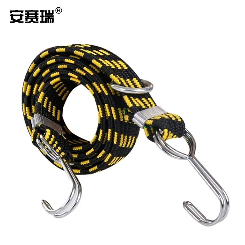 安赛瑞 25084 弹力捆绑绳 3cm×4m 黑黄色  2条起订按条销售