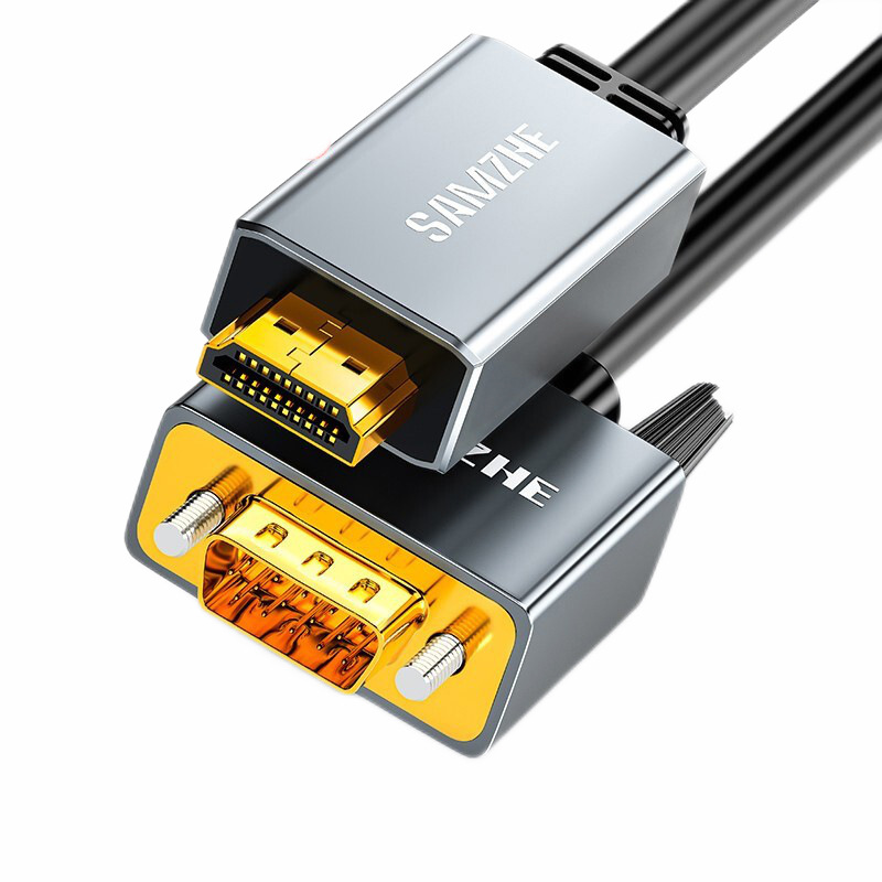 山泽 HVL20 HDMI转VGA转换器线 2米 银黑色 转换器线*1 高清转接头投屏视频线，电脑笔记本盒子连投影仪电视显示器按（根）销售
