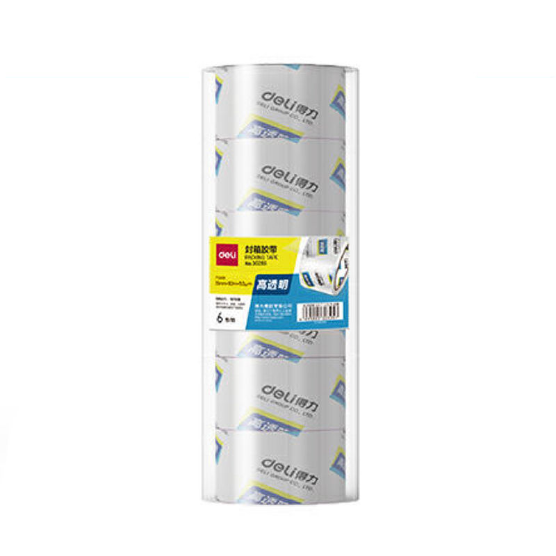 得力 30289 封箱胶带 55mm*80m*50um 6卷/筒 透明色按（筒）销售