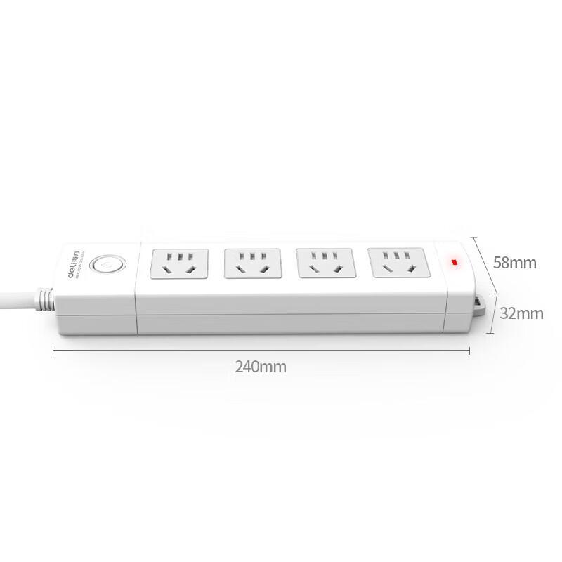 得力 18203 总控开关插座 新国标4位组合孔3米按个销售 得力 18203 总控开关插座 新国标4位组合孔3米按个销售