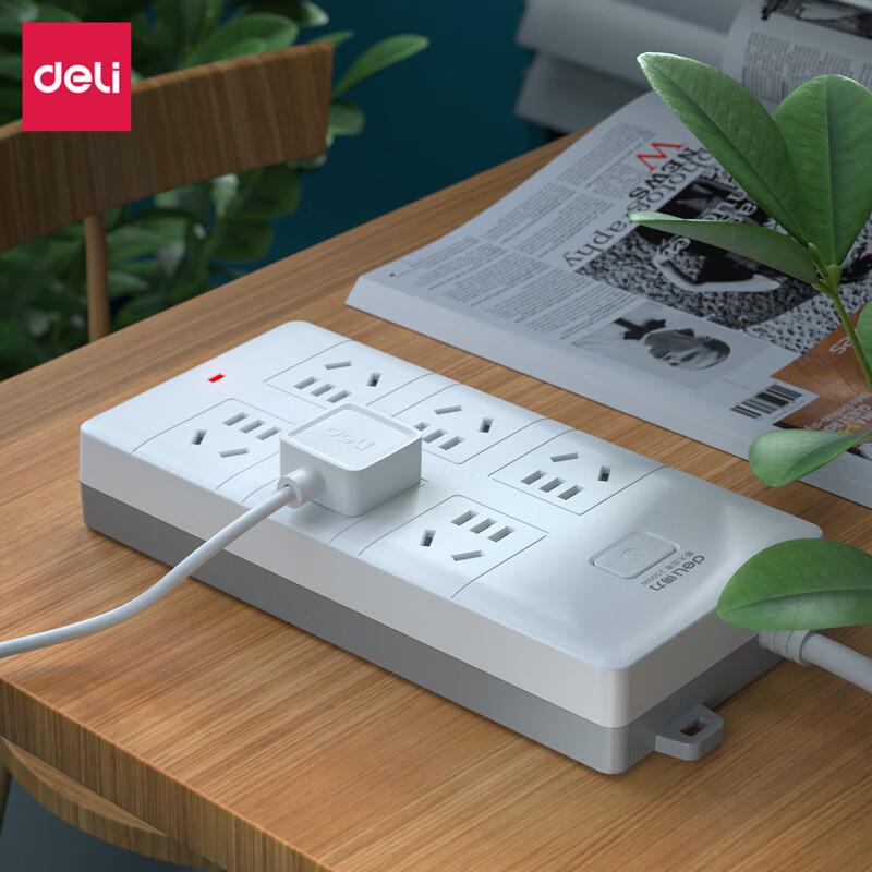 得力 18261 总控开关插座 新国标6位组合孔5米按（个）销售