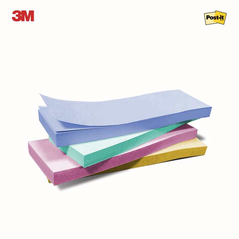 3M 500SS-MC-3 报事贴狠贴4色 76*25mm 45页*8/卡 混色按卡销售