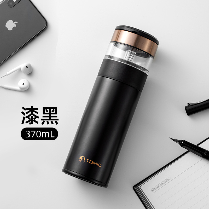 特美刻 TW60051 内胆陶瓷涂层茶水分离保温杯 370ML 黑色按（个）销售