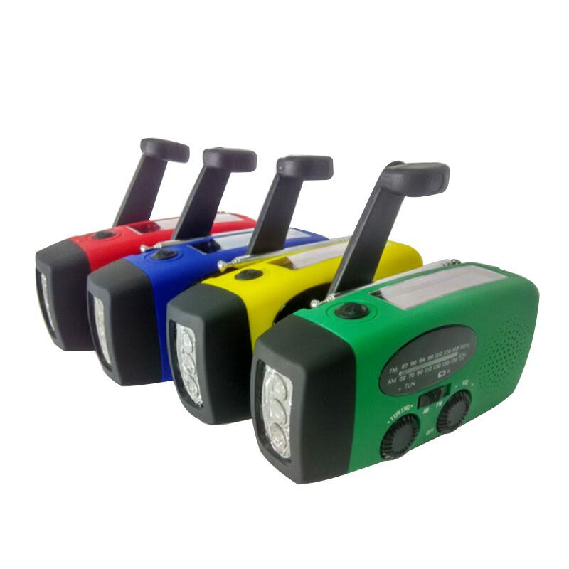 谋福 6174 工厂太阳能手摇发电收音机 手电筒收音机 （绿色）按个销售