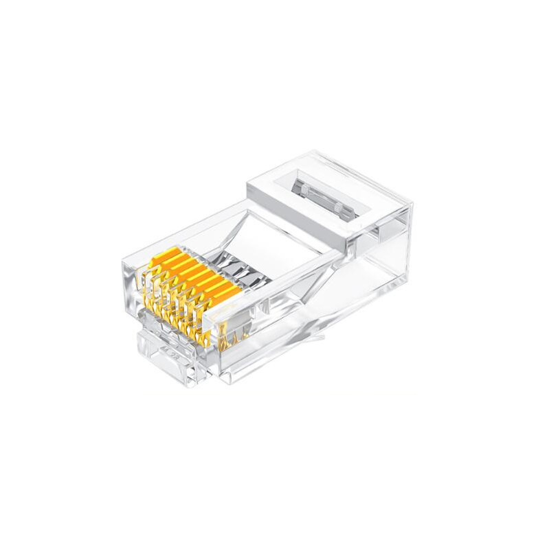 山泽 WL-5100 超五类网络水晶头 RJ45工程级8P8C镀金 100个/盒 透明色按盒销售