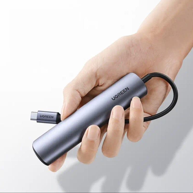 绿联 10919 Type-C扩展坞 转换器分线器 3.0HUB集线器外置有线网卡转接头 深空灰按个销售
