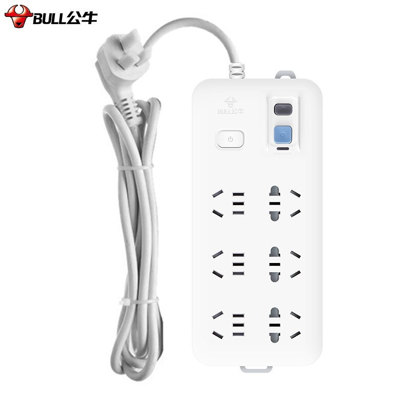 公牛 GN-705（新） 6位总控带漏电保护器 插座 1.8米按（个）销售