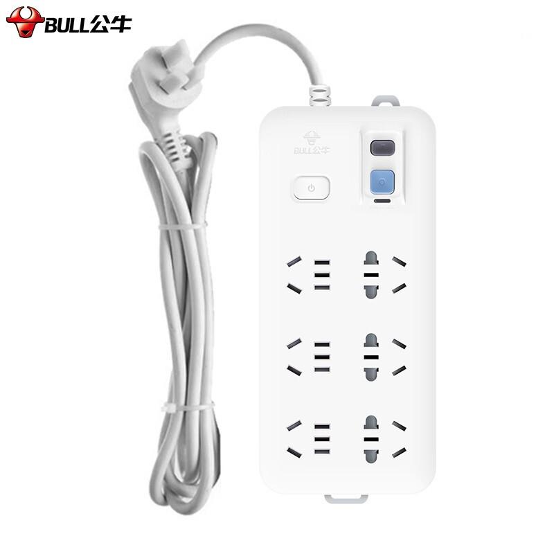 公牛 GN-705（新） 6位总控带漏电保护器 插座 1.8米按（个）销售