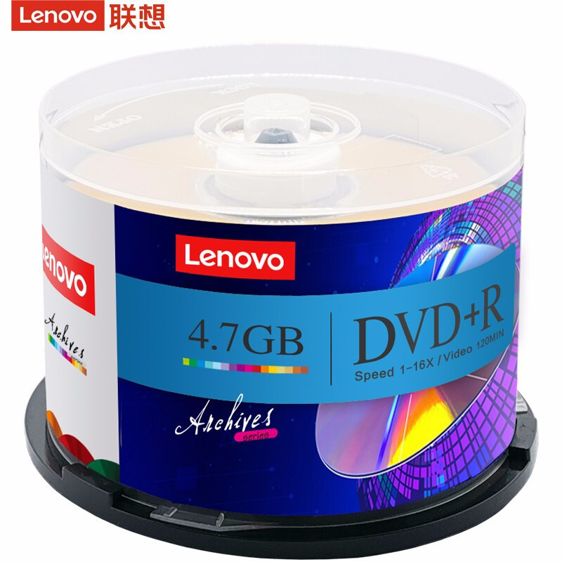 联想 DVD+R 光盘/刻录盘16速4.7GB台产档案系列空白光盘 桶装50片按（桶）销售