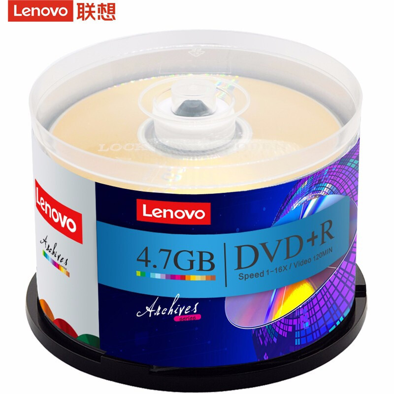 联想 DVD+R 光盘/刻录盘16速4.7GB台产档案系列空白光盘 桶装50片按（桶）销售