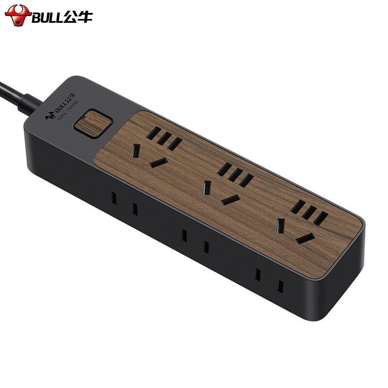 公牛 GN-R1330 （新） 插座 六联单控 木纹 1.8米 黑色按个销售