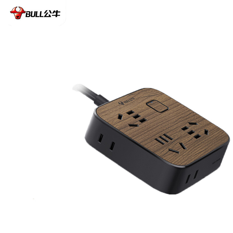 公牛 GN-R3330 （新） 插座 五联单控 木纹 1.8米 黑色按个销售