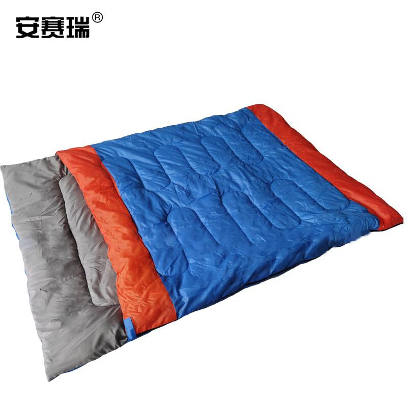 安赛瑞 25721 保暖双人睡袋 宝蓝/橘红拼接 2.8kg按（个）销售
