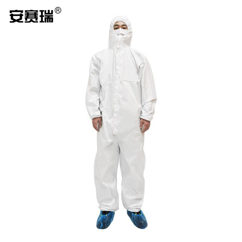 安赛瑞 28057 一次性防护服连体隔离服 全身带帽拉链式XL码按件销售