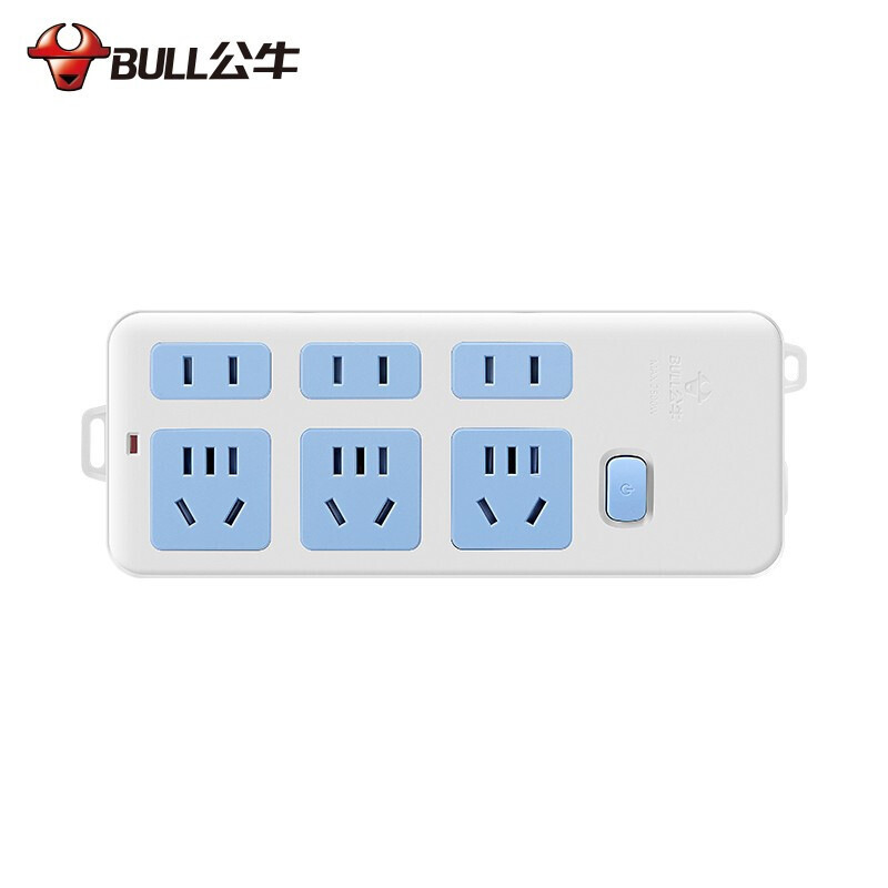 公牛 GN-402（新） 插座 6位总控 （需自行接线） 无线 蓝白色按个销售