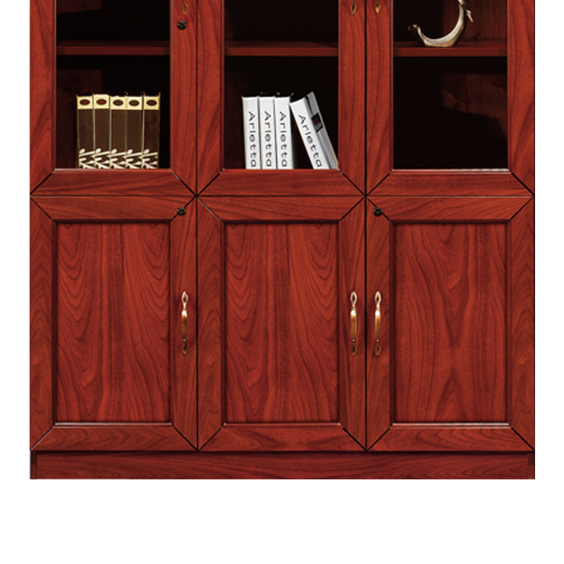 悦山  文件柜木质带锁资料柜三门柜 玻璃门 1350*420*2000mm按个销售