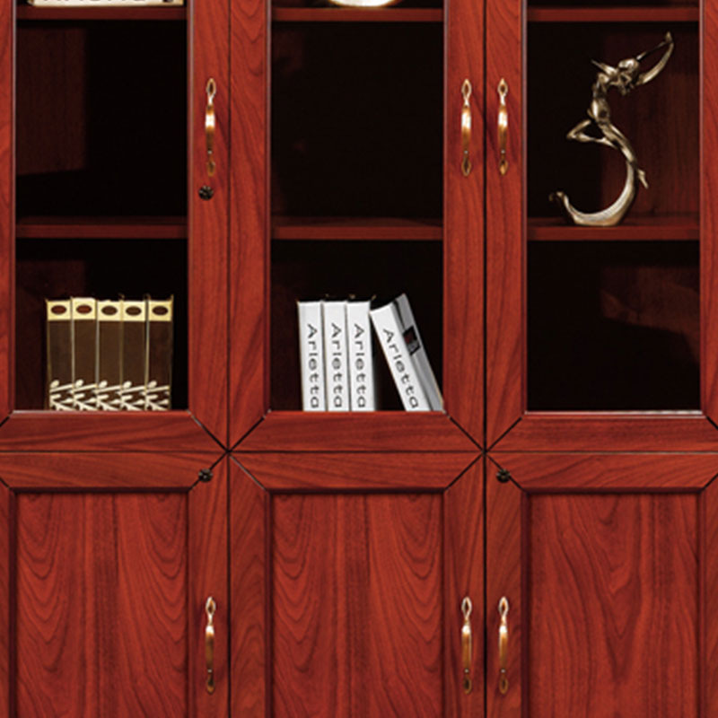 悦山  文件柜木质带锁资料柜三门柜 玻璃门 1350*420*2000mm按个销售
