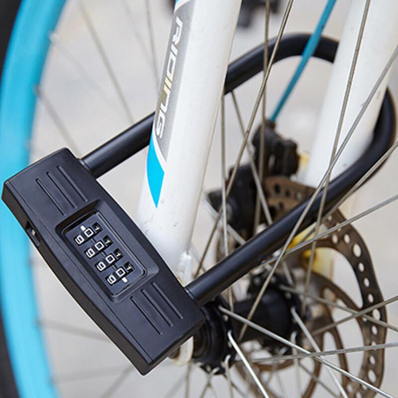 海斯迪克 HK-831 U型门锁 黑色加长4位密码挂锁按件销售