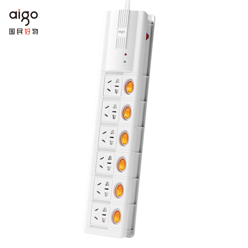 爱国者 S6K6 防雷插座 六联分控 3米按个销售