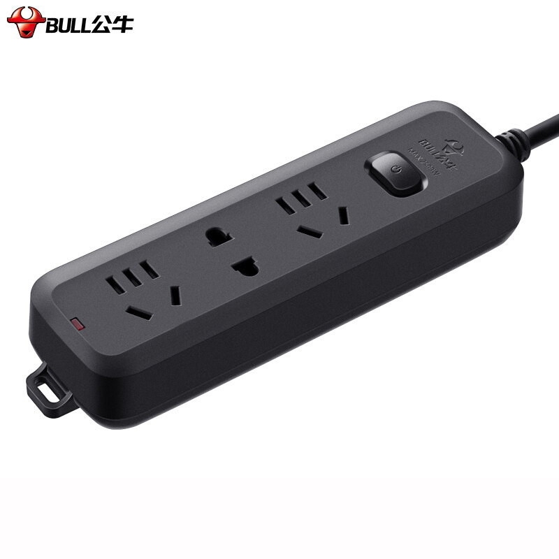 公牛 GN-B8120H B8系列新国标插座 三联总控 1.8米 黑色按个销售