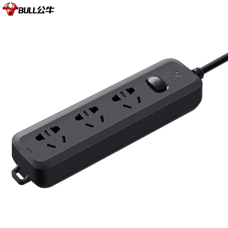 公牛 GN-B8030H B8系列新国标插座 三联总控 1.8米 黑色按个销售