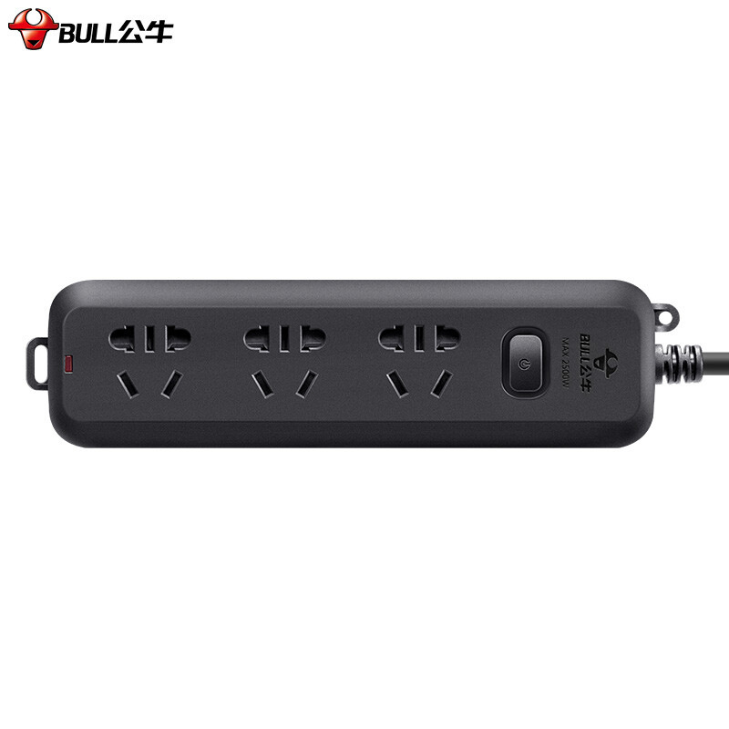公牛 GN-B8030H B8系列新国标插座 三联总控 1.8米 黑色按个销售