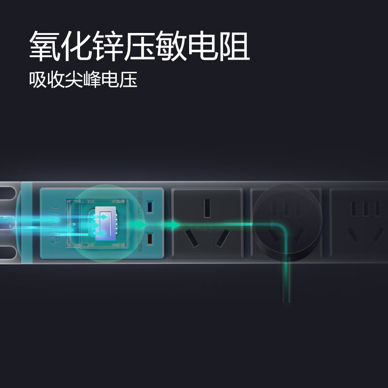 公牛 GNE-108DT PDU机柜插座 八联总控 3米 16A大功率防雷 蓝黑色按个销售